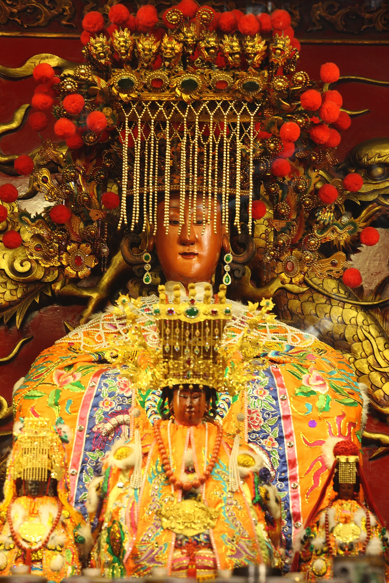 A solemn scene capturing the depth of spiritual journeys surrounded by atmospheric elements that hint at echoes of ghostly encounters during the Dajia Mazu Pilgrimage.